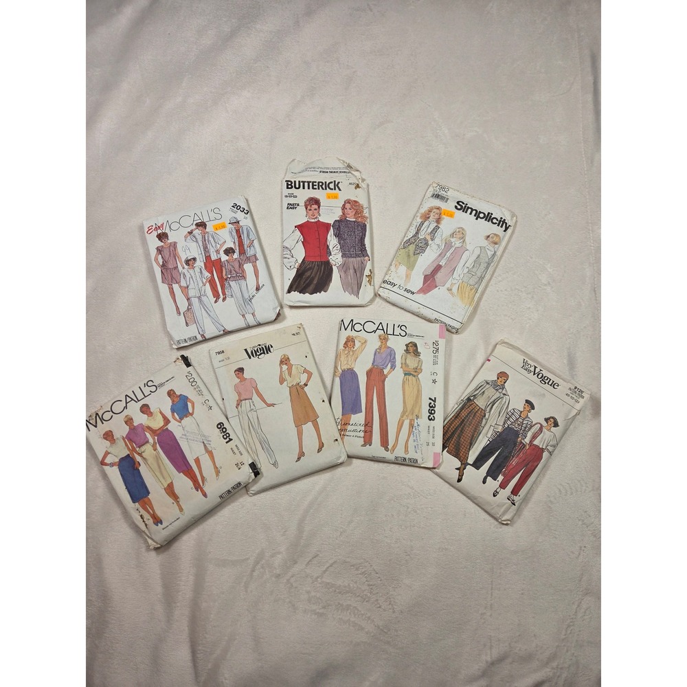 Vintage Sewing Patterns McCalls Vogue Butterick Simplicity 70s 80s Retro DIY
